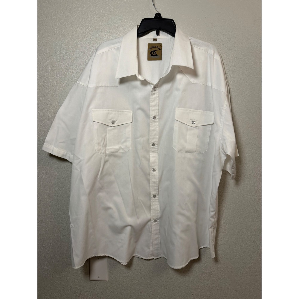 Coevals Club Mens White Western Pearl Snap Short Sleeve Shirt 4XL Cowboy Yoke